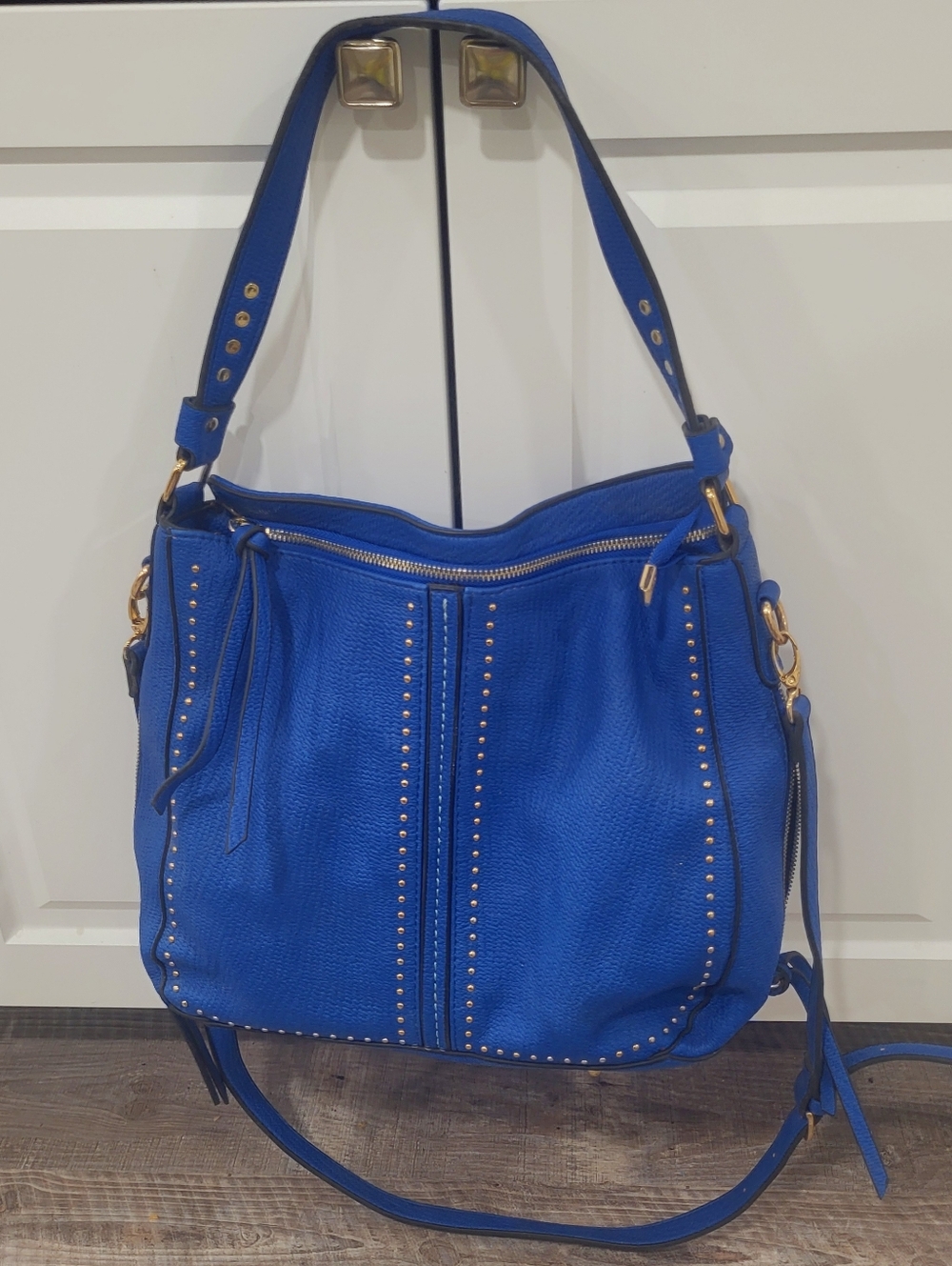 Montana West Studded Hobo Shoulder Bag Designed For Concealed Carry Blue Large